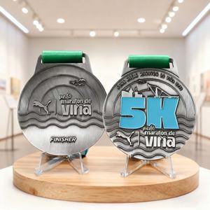 Médailles de course et de marathon en alliage de zinc, finition argent antique, avec logo émaillé, design 21k 5k, vente en gros, offre spéciale - Product Image 6