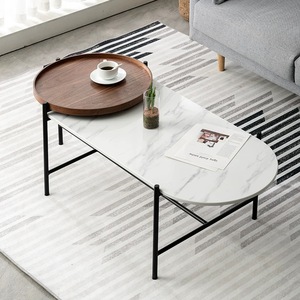 Modern Hot-selling White Round Marble Living Room <strong>Coffee</strong> <strong>Table</strong> <strong>Oval</strong> - Product Image 2