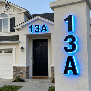 Simba <strong>Sign</strong> Wholesale High Quality 3D LED House Address Number Signs Backlit Metal Acrylic Halo Lit Street <strong>Sign</strong> Numbers Letters - Product Image 3