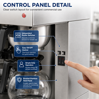 Machine à café double professionnelle 4 carafes en acier inoxydable avec chauffe-tasses pour restaurant, hôtel, petit-déjeuner, café