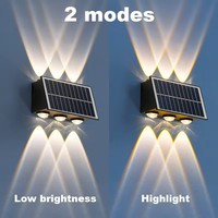 Lampe murale de jardin en polycarbonate carrée solaire à LED, étanche, extérieure, blanc chaud 3000K