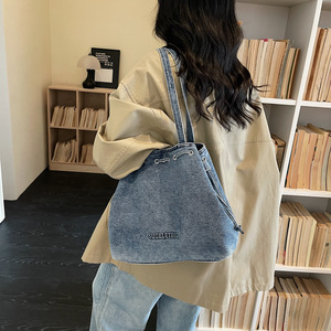 2026 New Arrival Retro Korean-Style <b>Large</b>-Capacity Shoulder <b>Bag</b> Casual Denim Stylish and Versatile Handbag - Product Image 2