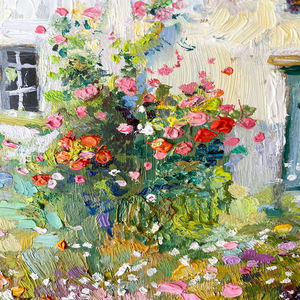 <span class=keywords><strong>Peinture</strong></span> à l'huile de chalet irlandais peinte à la main, <span class=keywords><strong>paysage</strong></span> floral <span class=keywords><strong>romantique</strong></span> pour la décoration intérieure, tableau mural - Product Image 2