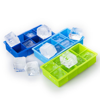 Moule à glace personnalisé en silicone pour 8 grands cubes avec couvercle, couleur et logo personnalisables, écologique, sans BPA