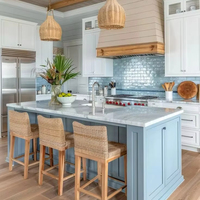 Ensemble de meubles de cuisine modernes 2 pièces, armoire de rangement modulaire avec îlot, finition mélaminée brillante, prêt à assembler