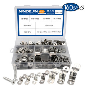 NINDEJIN 160 pièces, acier inoxydable 304, surface lisse, 8mm-32mm, attache de tube, collier de serrage en U pour tuyauterie de plomberie - Product Image 2