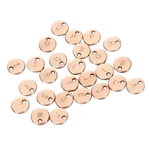2022 nouveauté 10mm plaqué or Alphabet lettres pendentif double face estampillé initiales disque rond breloque bijoux accessoires - Product Image 3