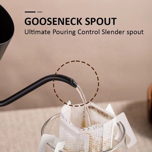Hervidor de café de cuello de cisne de acero inoxidable de 350ml y 500ml, tetera portátil con tapa y mango de madera, diseño moderno - Product Image 3