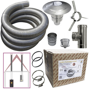 316 Kit de tuyaux de fumée flexibles en acier inoxydable 3m de diamètre 80mm lisse à l'intérieur CE EN 1856 Tuyaux d'échappement conformes 2 tuyaux de fumée - Product Image 1