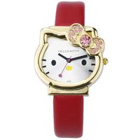 Reloj de Pulsera de Cuero para Niñas, Diseño de Gato de Dibujos Animados, HELLO KITTY, Resistente al Agua hasta 10 m, Venta al por Mayor para Comercio Exterior