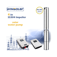 WINSOLAR Pompe à Eau Submersible Solaire Hybride AC DC pour Puits Profond et Boîtier de Commande pour l'Irrigation Agricole