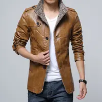 Jaqueta masculina de couro, nova moda outono inverno, couro pu, gola de lapela, botão, cor sólida, uso ao ar livre, casaco, jaqueta