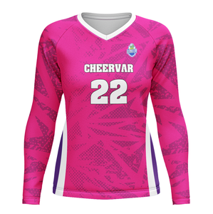 Эластичная женская волейбольная футболка с V-образным вырезом и длинным рукавом для тренировок по волейболу - Product Image 1