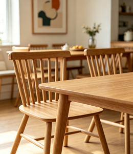 Modern Scandinavian Wooden Spindle <b>Back</b> <b>Chair</b> For Living Room And Dining Area With Solid Wood Legs And Ergonomic Design - Product Image 3