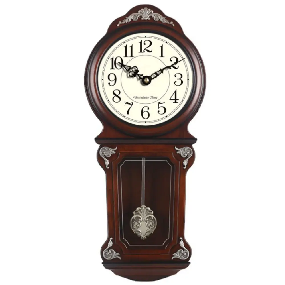 Relógio de parede retrô de madeira retrô vintage com pêndulo