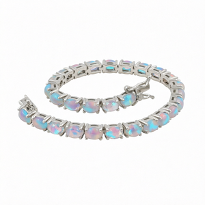 SHREE JAIPUR SILVER <b>Sweet</b> Peach <b>Heart</b> Silver Plated Opal Bracelet 8 Gram Simple Versatile Gift Women Besties Girlfriends Qixi - Product Image 1