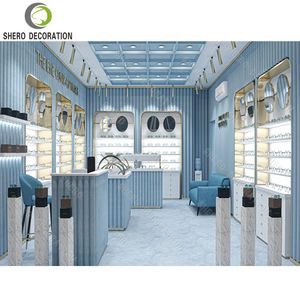 Exquisite Optical Shop Interior Design Wood Eyewear Display Cabinet Customized Multi-Layer Eyeglasses Display Cabinet With Light - Product Image 3