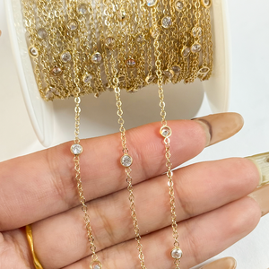 Nouvelle chaîne plate en or 14 carats de 1,7 mm avec zircon pour la fabrication de bijoux permanents 2025 - Product Image 2