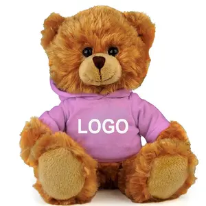 30cm Plush Teddy Bears Filling Machine Toys Wholesale Online Sale Custom LOGO Soft Bear With Purple Hoodie