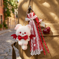 En gros : Pendentif de sac chaton démon à nœud rouge, Pendentif poupée en peluche 'Love' en dentelle rouge, Porte-clés en peluche exquis, Jouets pour enfants, Cadeau