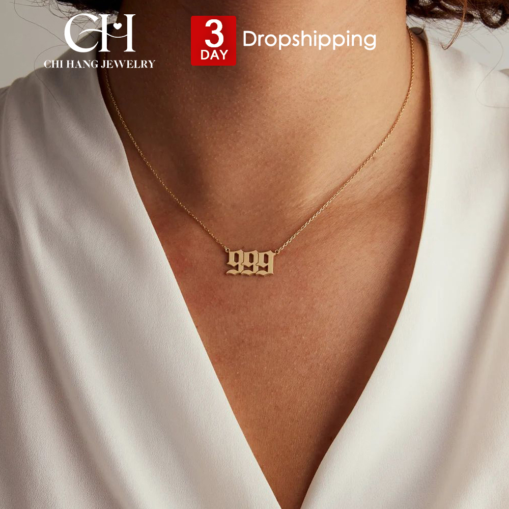 Women's Lucky Number Necklace 316 Stainless Steel with Angel Numbers 111-999 Letter-Shaped Link Chain Jewelry for Dropshipping