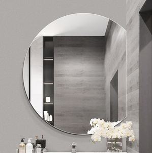 Miroir de salle de bain sans poinçon miroir de toilette semi-circulaire en forme spéciale maquillage miroir de salle de bain mural - Product Image 2