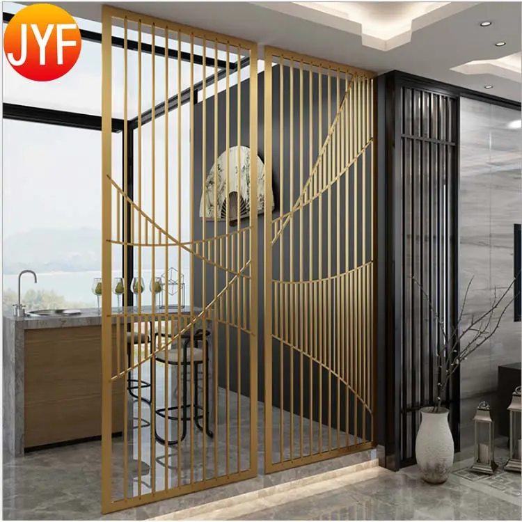 H464 SUS 304 Two Fans Titanium Gold Garden Screen Handful Welded Stainless Steel Room Dividers