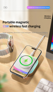 Luz LED 15W 3 en 1 Cargador de energía inalámbrico magnético Adaptador de carga rápida portátil para <span class=keywords><strong>iPhone</strong></span> 15 14 <span class=keywords><strong>13</strong></span> <span class=keywords><strong>Pro</strong></span> <span class=keywords><strong>Max</strong></span> X <span class=keywords><strong>Airpods</strong></span> IWatch - Product Image 4