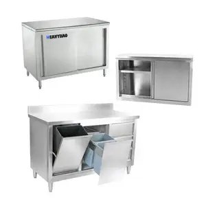 Hospitality Heavybao Stainless Steel Commercial Kitchen Food Work Table With Small Used Food Storage Cabinet