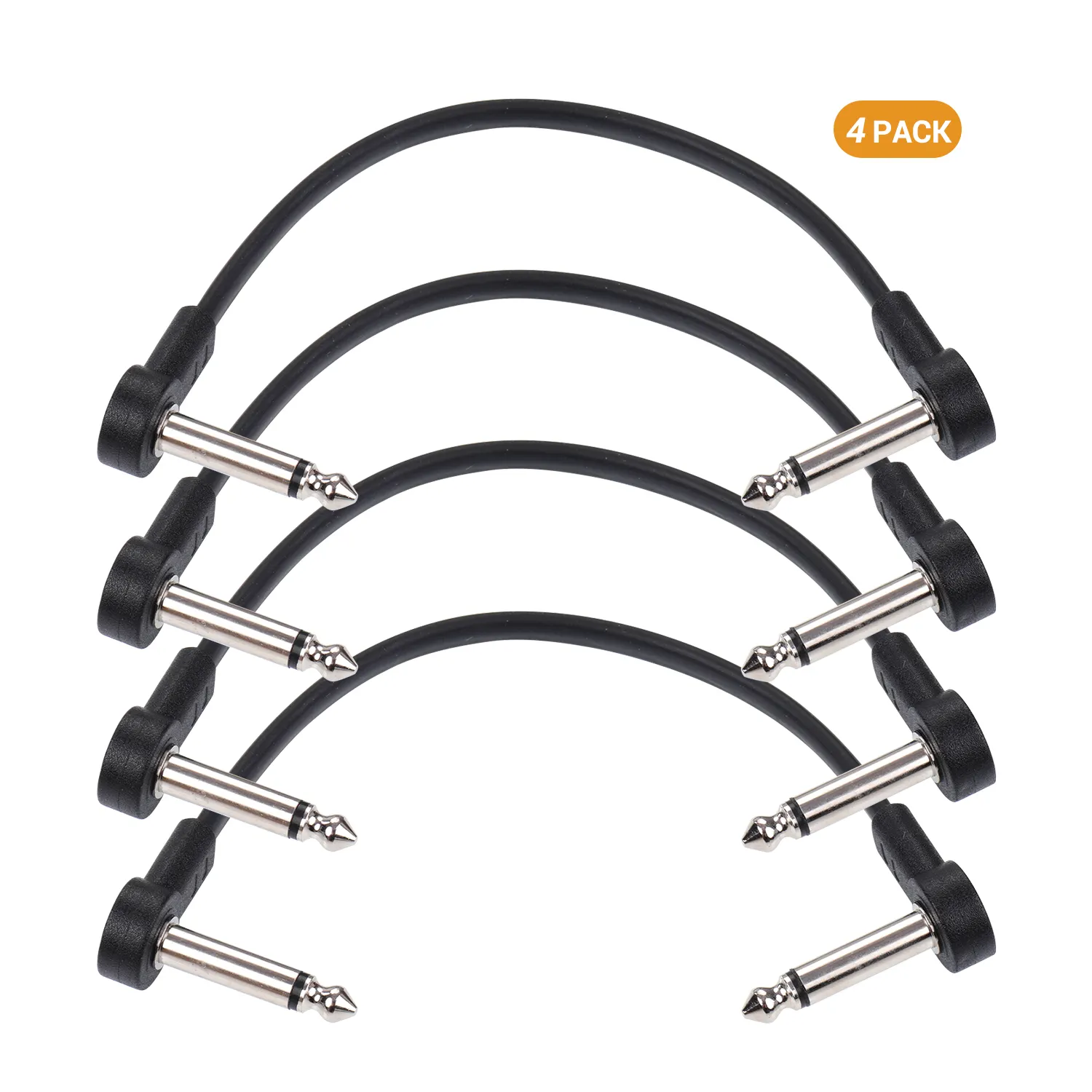 6.35mm Guitar Effects Pedal Flat Patch Cable com 1/4 de Polegada Ângulo Direito Conectores