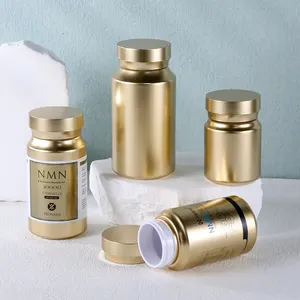 Hộp đựng viên nang, viên uống, vitamin, kẹo dẻo bằng nhựa PET in lưới vàng, bao bì thuốc, hộp thuốc - Product Image 1