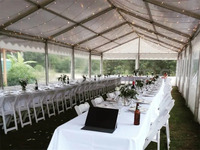 Carpa Premium Transparente para Eventos con Paredes Laterales Panorámicas de PVC, Estructura Modular Elegante para Bodas al Aire Libre y Fiestas en el Jardín