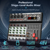 Console de mixage audio 6 canaux, alimentation micro à condensateur 48V, lecteur audio USB intégré, prise en charge OEM, table de mixage pour enregistrement professionnel