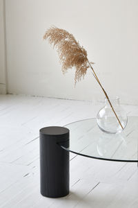 Tavolino da Caffè Moderno in Legno di Pino Riciclato con Piano in Vetro Temperato, Stile <span class=keywords><strong>Etnico</strong></span> Chic Minimalista Japandi - Product Image 4