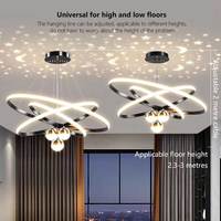 Plafonnier Suspendu Postmoderne Luxe Léger Effet Ciel Étoilé pour Salon, Lustre LED Rond Créatif pour Villa et Restaurant