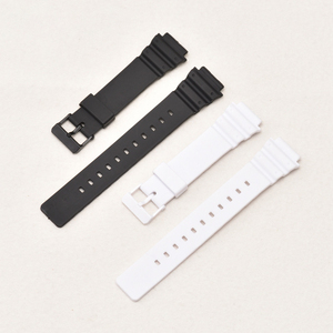 Lionorm 18mm Bracelet de montre en caoutchouc de résine noir/blanc pour <span class=keywords><strong>Casio</strong></span> MRW-200H Bracelet de montre de plongée de remplacement étanche - Product Image 2