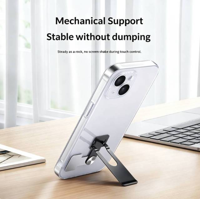 Mobile Phone Stainless Steel Adjustable Height Folding Back Holder Anti-shake Foldable Adhesive Back Sticker Phone Stand