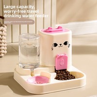 Distributeur d'eau et de nourriture pour animaux de compagnie Cat Gravity avec réservoir de 1800 ml et bol automatique de 800 ml pour chatons, petits chiens, intérieur et voyage