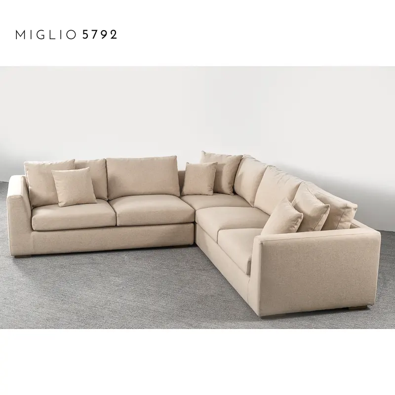 Italian Style Furniture Modern Sofa 5 Seater Sofas Sectional L Shape Luxury Fabric Sofa Set
