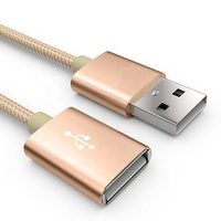 Pabrik grosir kabel USB 2.0 laki-laki ke perempuan kepang nilon pengisian daya dan Transfer Data untuk PC kabel ekstensi USB