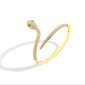 特売デザイナーヘビチャームブレスレット女性用ジルコンバングルリングジュエリーセットサウジアラビアから - Product Image 2
