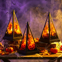 Lanterne à vent triangulaire et carrée, nouvelle collection 2026, idéale pour la décoration de table de fête d'Halloween, accessoire et cadeau très demandés
