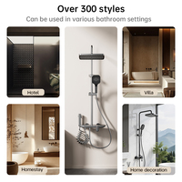 Ensemble de robinetterie de douche murale moderne 4307 chaud/froid avec douchette à main 3 fonctions, pistolet de pulvérisation et étagère pour salle de bain