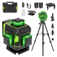 Industrial Grade Laser Level Tripod Self Leveling 4x360 Green Line 4D Laser Leveler Tool with Lithium Battery