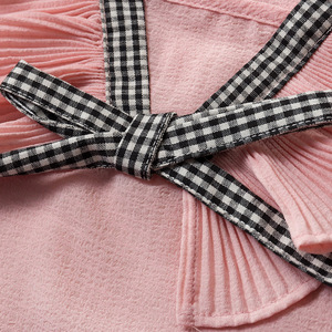 Ensemble de vêtements pour filles, enfants, école, couleur unie, avec joli nœud en dentelle et à carreaux - Product Image 4