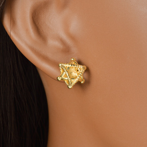 Boucles d'oreilles clous pour femmes, plaquées or 18 carats, en cuivre vintage, hypoallergéniques, avec boule géométrique creuse polie, tendance, plusieurs tailles disponibles - Product Image 4