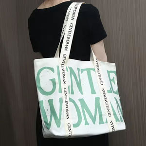 Customizable Logo Printing Recyclable Designer Canvas Women's Cotton Canvas <b>Large</b> Shopping <b>Bag</b> - Product Image 1