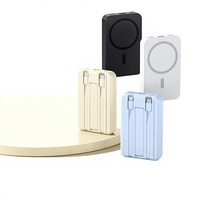 Power Bank Magnetik Nirkabel Bersertifikasi 3C dengan Kabel Terintegrasi, Mini, Pengisian Cepat, Portabel, Dapat Disesuaikan