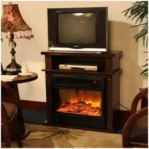 壁炉电视架圆形白色颗粒智能加热器电视和壁炉遥控木制颗粒壁炉控制电机