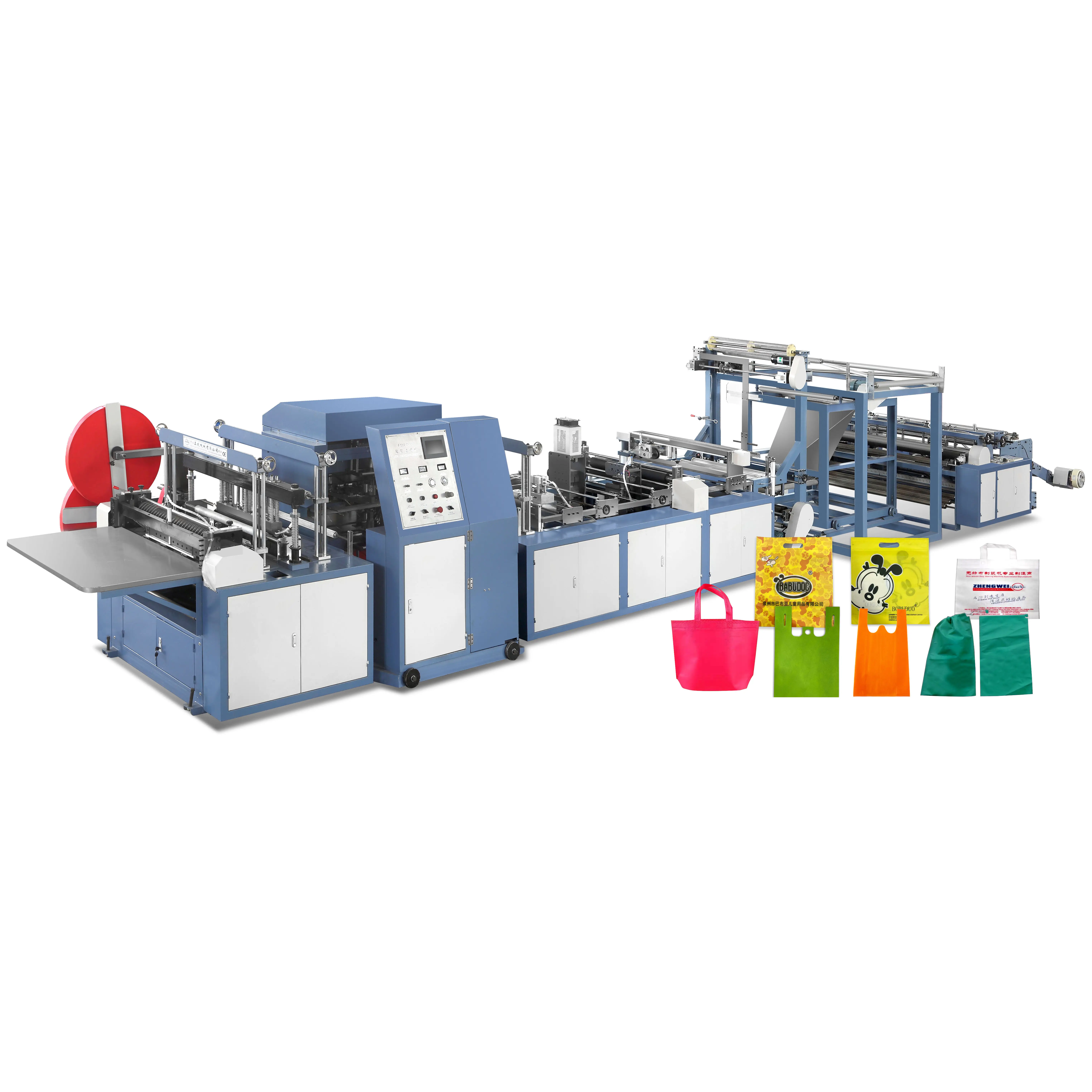 ZW-FMF600 Volledige Automatische 5 In 1 Stansen Handvat Tas Winkelen Non Woven Naaien Zak Making Machine